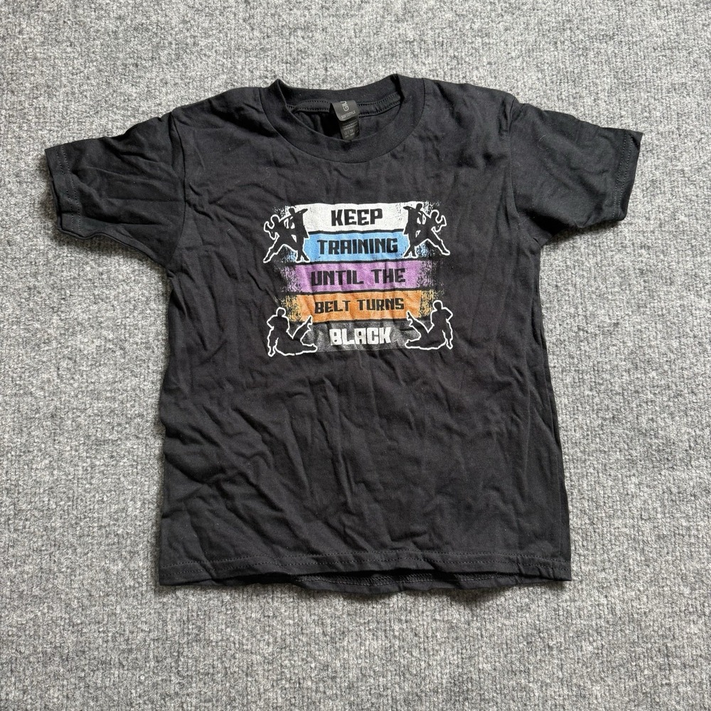 Keep Training Until The Belt Turns Black T Shirt Kids Graphic Tee Martial Arts